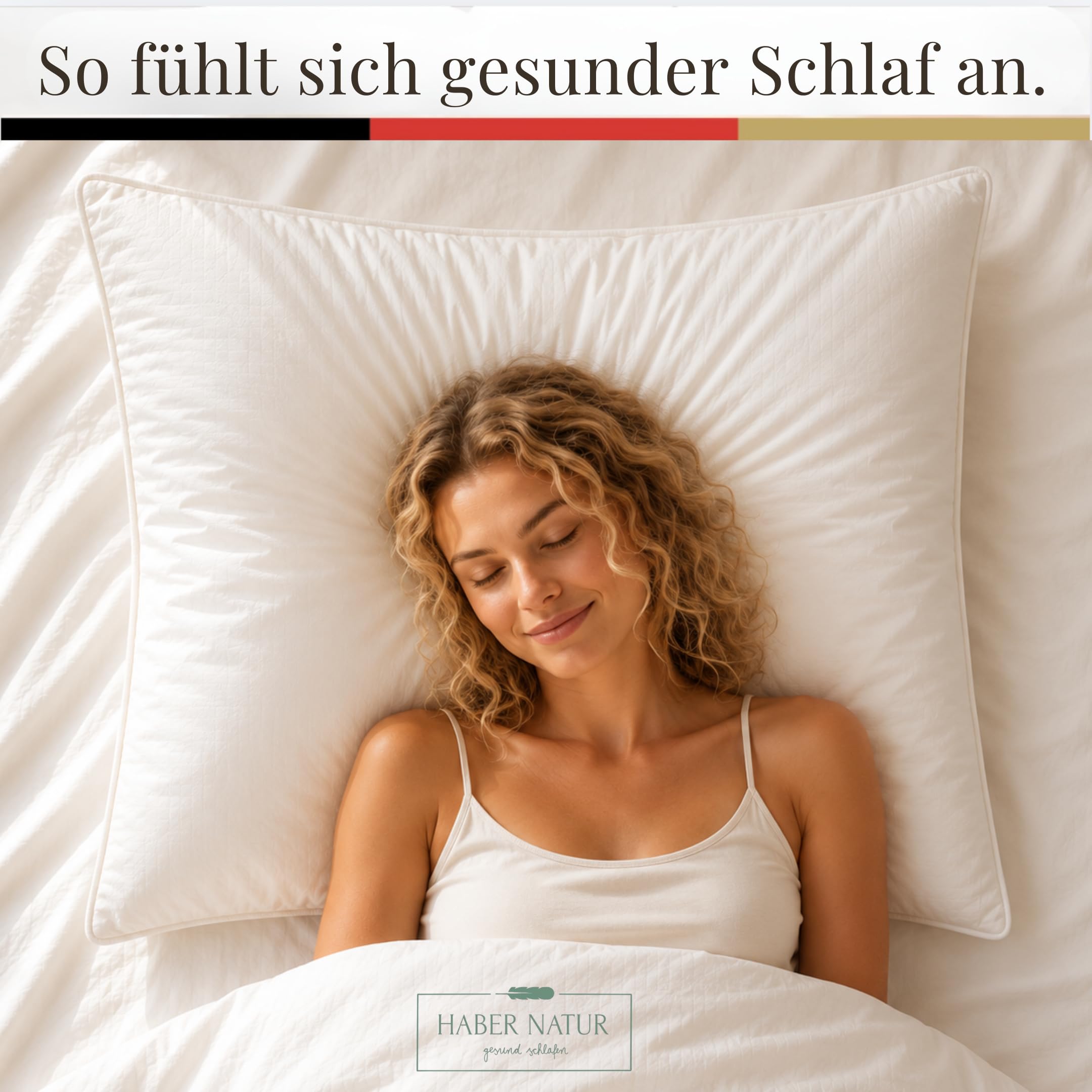 HABER NATUR 3-Kammer Daunenkissen 40x80 2 Stück-Made in Germany-Kopfkissen | 90% Daunen & 10% Federkissen | 700g Füllgewicht |Allergiker geeignet (NOMITE) | Tierwohl (DOWNPASS) | Oeko-TEX Klasse 1