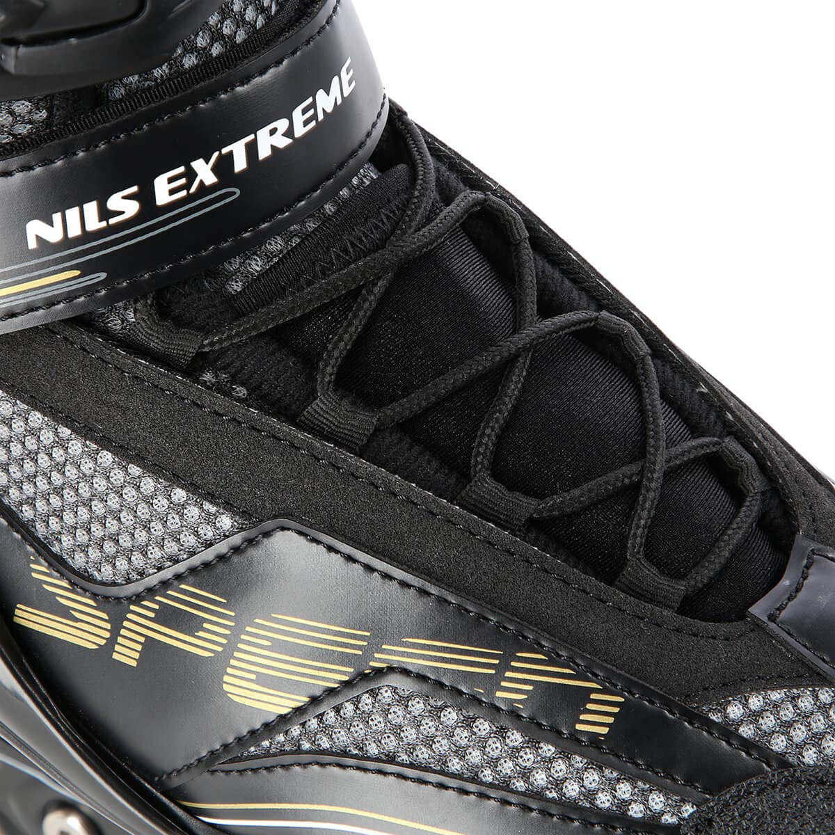 Nils Extreme Inliner für Herren und Damen - Inline Skates - ABEC9 Chrome Kugellager – Rollerblades Erwachsene - 82A Rollen - Rollerskates 43 - Schwarz und Gold - NA2150