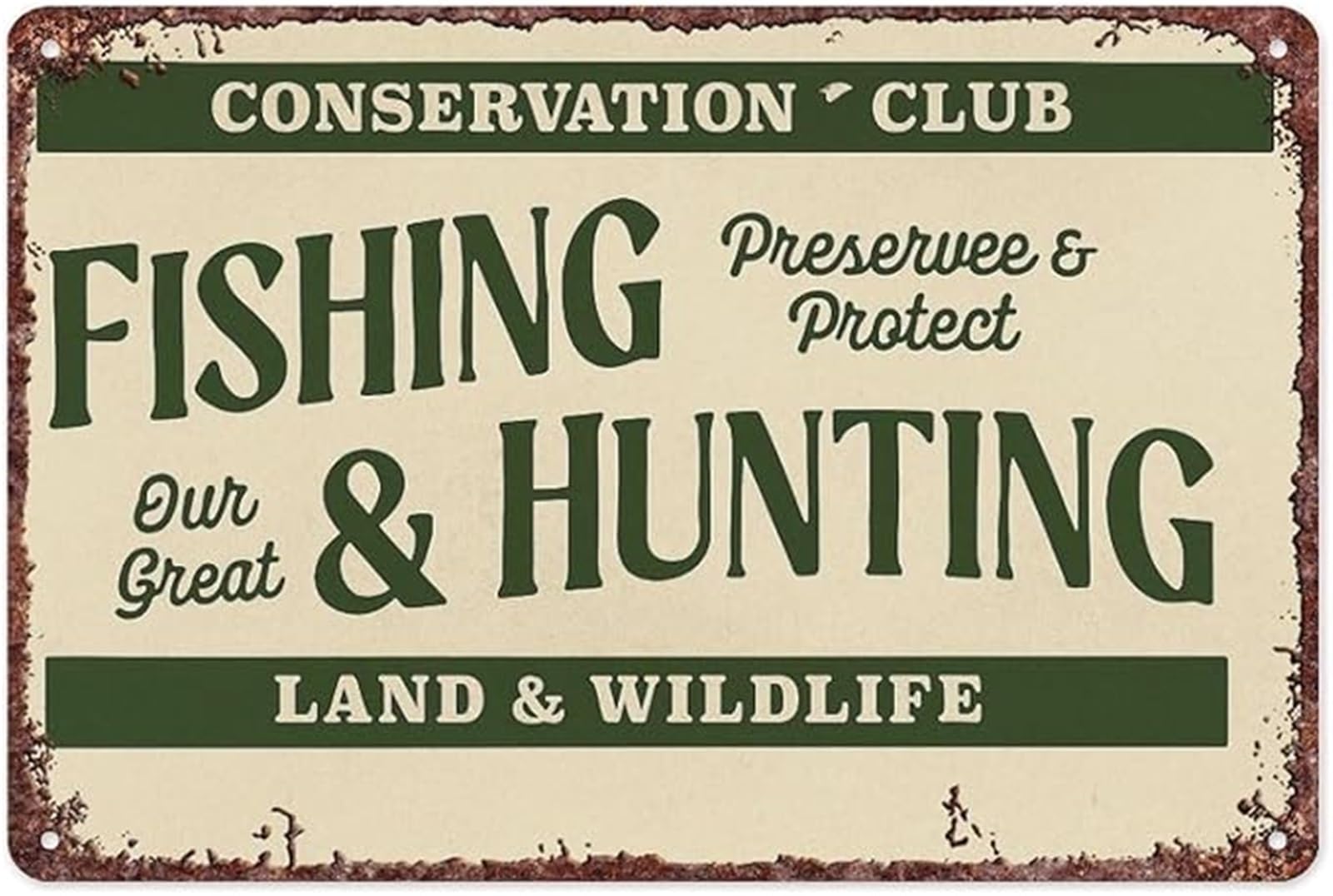 FNYUVNFAF Vintage Hunting Fishing Outdoor Aluminum Sign with Wildlife Art for Home Lodge Decor 8 X 12 in