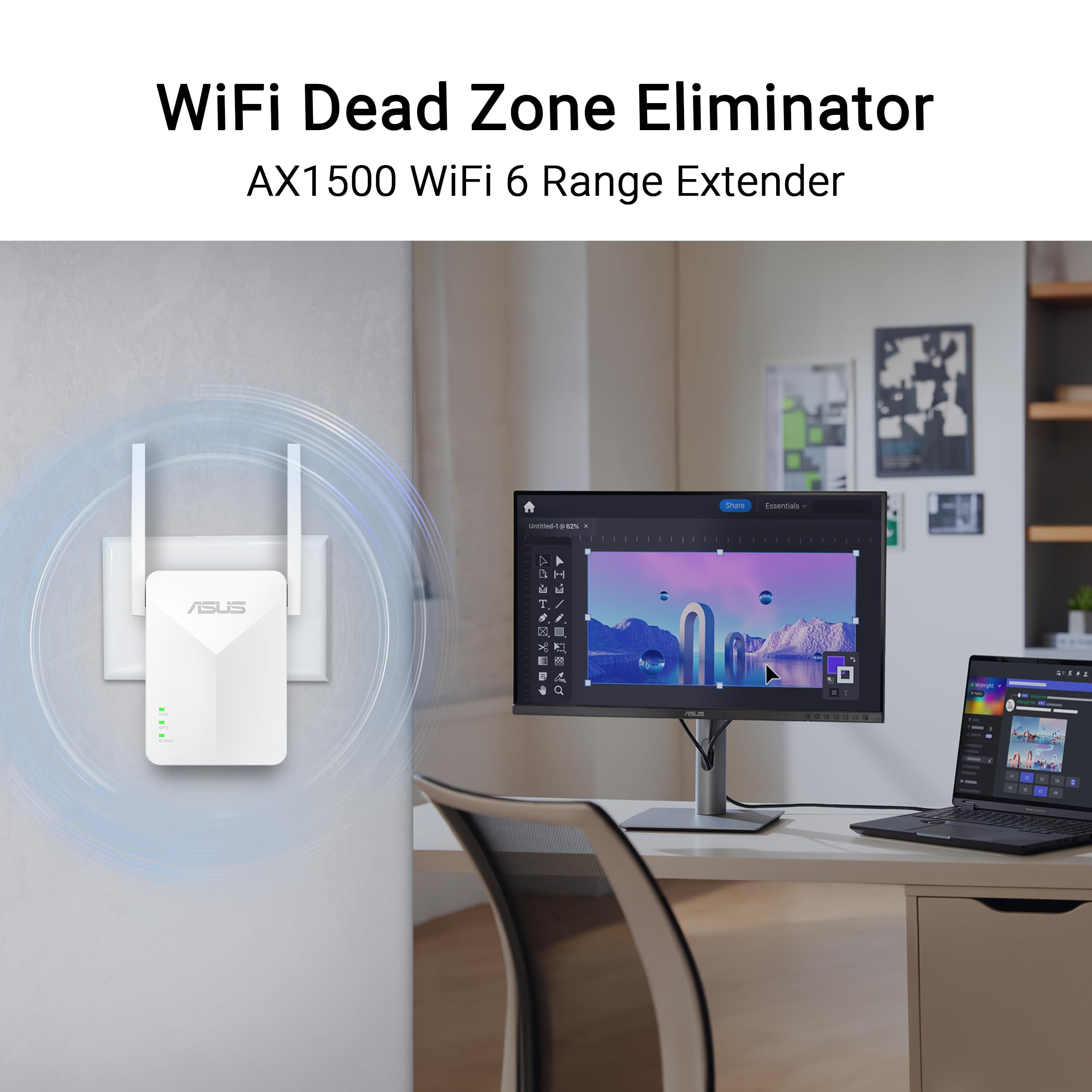 ASUS RP-AX50 AX50 dwuzakresowy wzmacniacz sygnału WiFi 6 (802.11ax), kompatybilny z każdym routerem WiFi