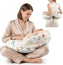 Ergonomisches Stillkissen mit erhöhtem Schutzrand, Stillkissen mit abnehmbarem und waschbarem Bezug, Verstellbarer Hüftgurt, Für Verschiedene Körpergrößen und -Formen, Hellgrün