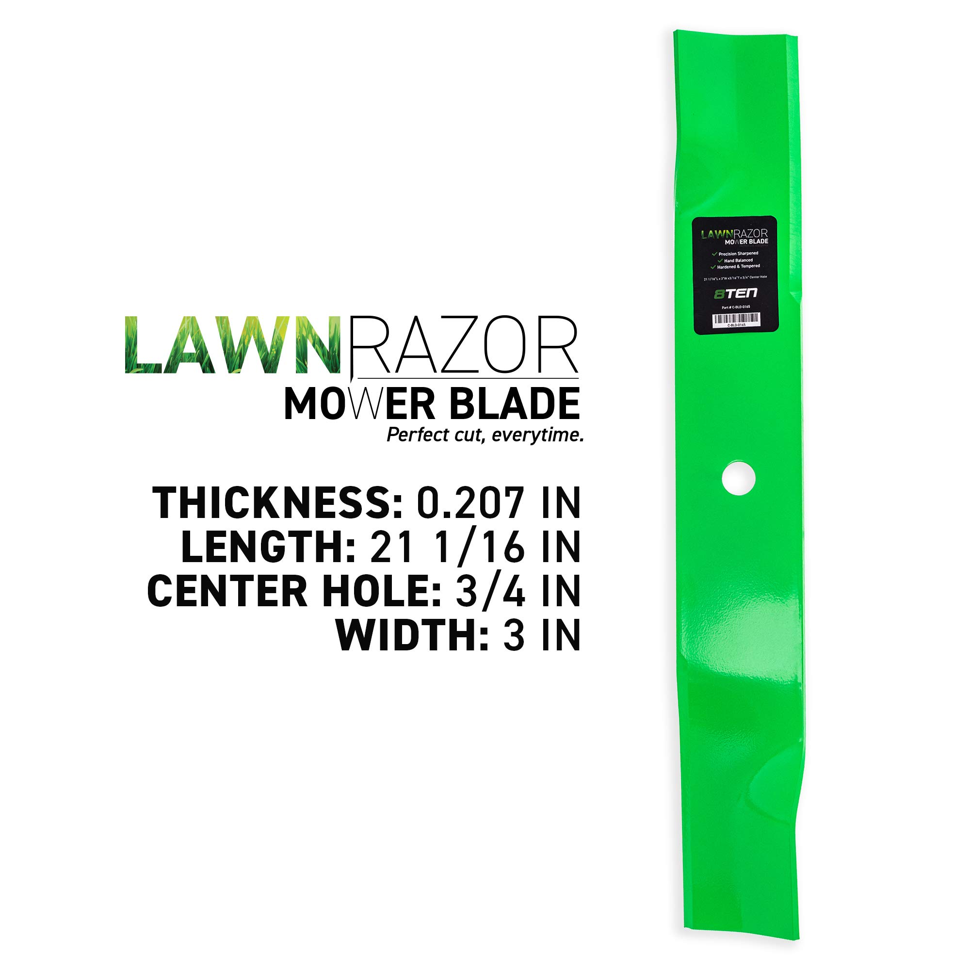 8TEN LawnRAZOR - Juego de cuchillas para cortacésped Cub Cadet de 42 pulgadas 02005019 942-04415 01005338 742-04415 (elevación alta)