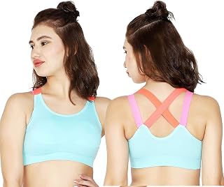Women’s Padded Full Coverage Quick Dry Padded Shockproof Cross Back Sports Bra with Removable Soft Cups for Gym Price In India