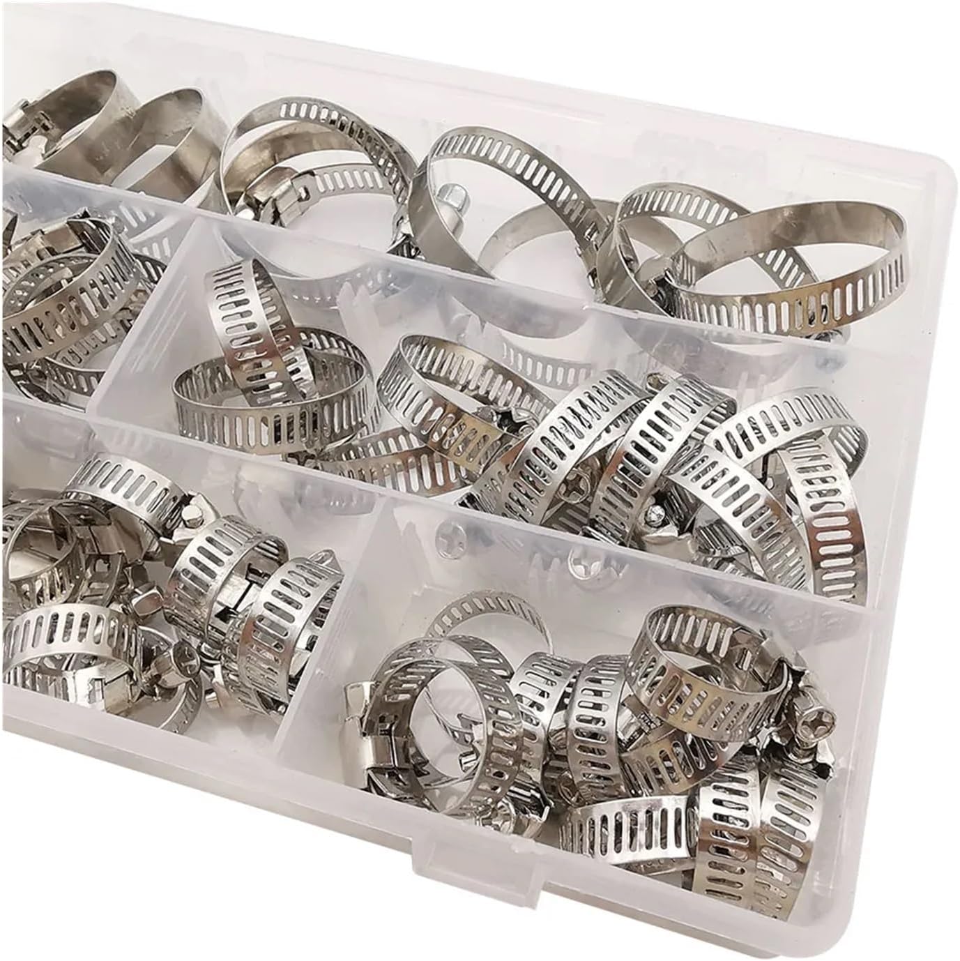 BREAKA 60Pcs/Box Multi Size 8mm-38mm Stainless Steel Hoop Clamps Hose Clamp Stainless Steel Set Automotive Pipes Clip Fixed Tool