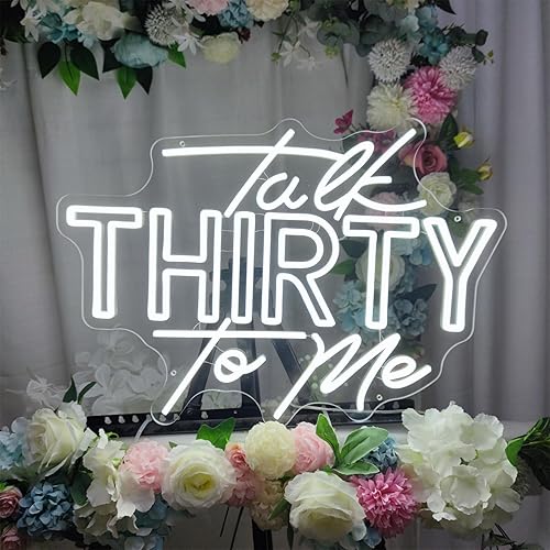 Letrero de neón de "Talk Thirty To Me", letreros de neón de 23.62 pulgadas para decoración de pared, letreros de neón de feliz cumpleaños para pared