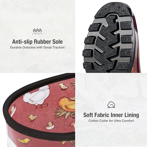Miniatura 2 de HISEA Botas de lluvia para mujer, botas de jardín impermeables para mujer, botas de agua hasta la rodilla, suela antideslizante cómoda, 6