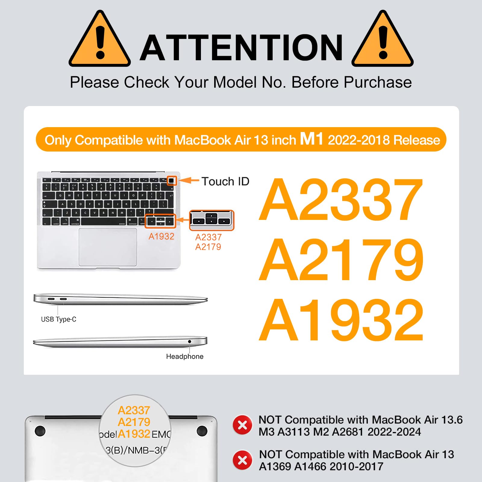 MOSISO Coque Compatible MacBook Air 13 Pouces 2022-2018 A2337 M1 A2179 A1932 Retina Display, Plastique Rigide Protection Clavier Adaptateur Type C 2 Pack, Cantaloup Vert