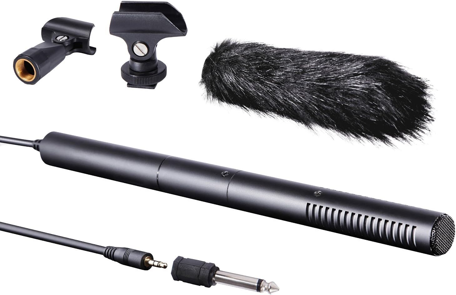 Movo VXR40 Supercardioid Broadcast Shotgun Condenser Microphone with Furry Windscreen, Boom Mount and Camera Mount