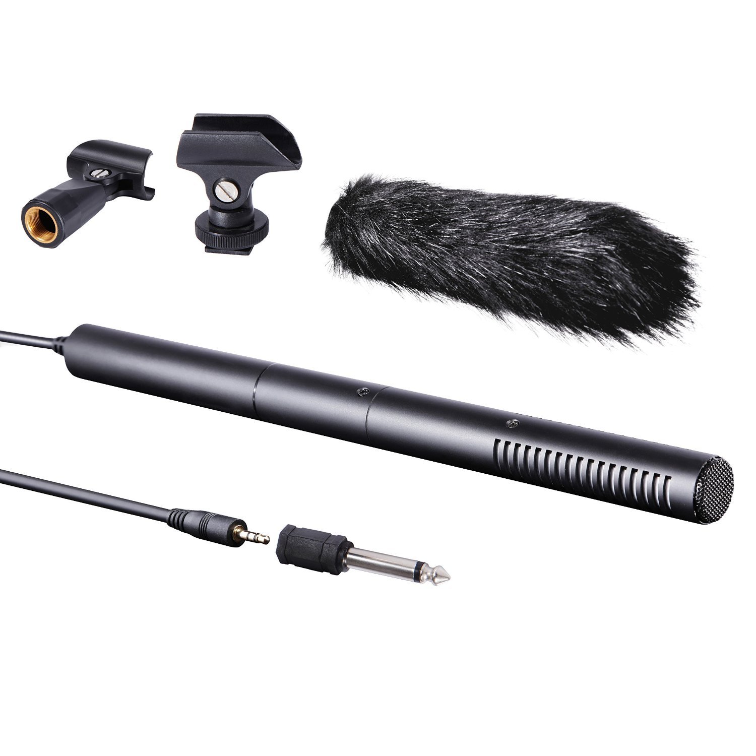 Movo VXR40 Supercardioid Broadcast Shotgun Condenser Microphone with Furry Windscreen, Boom Mount and Camera Mount