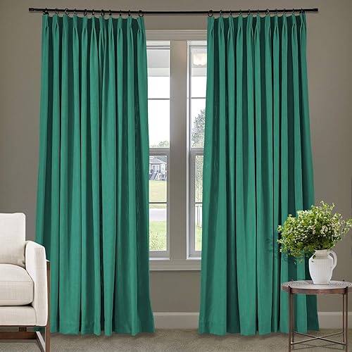 Miniatura 53 de Frelement Cortinas plisadas de lino de algodón extra anchas para oscurecer la habitación, 120 pulgadas de ancho x 96 pulgadas de largo, cortinas