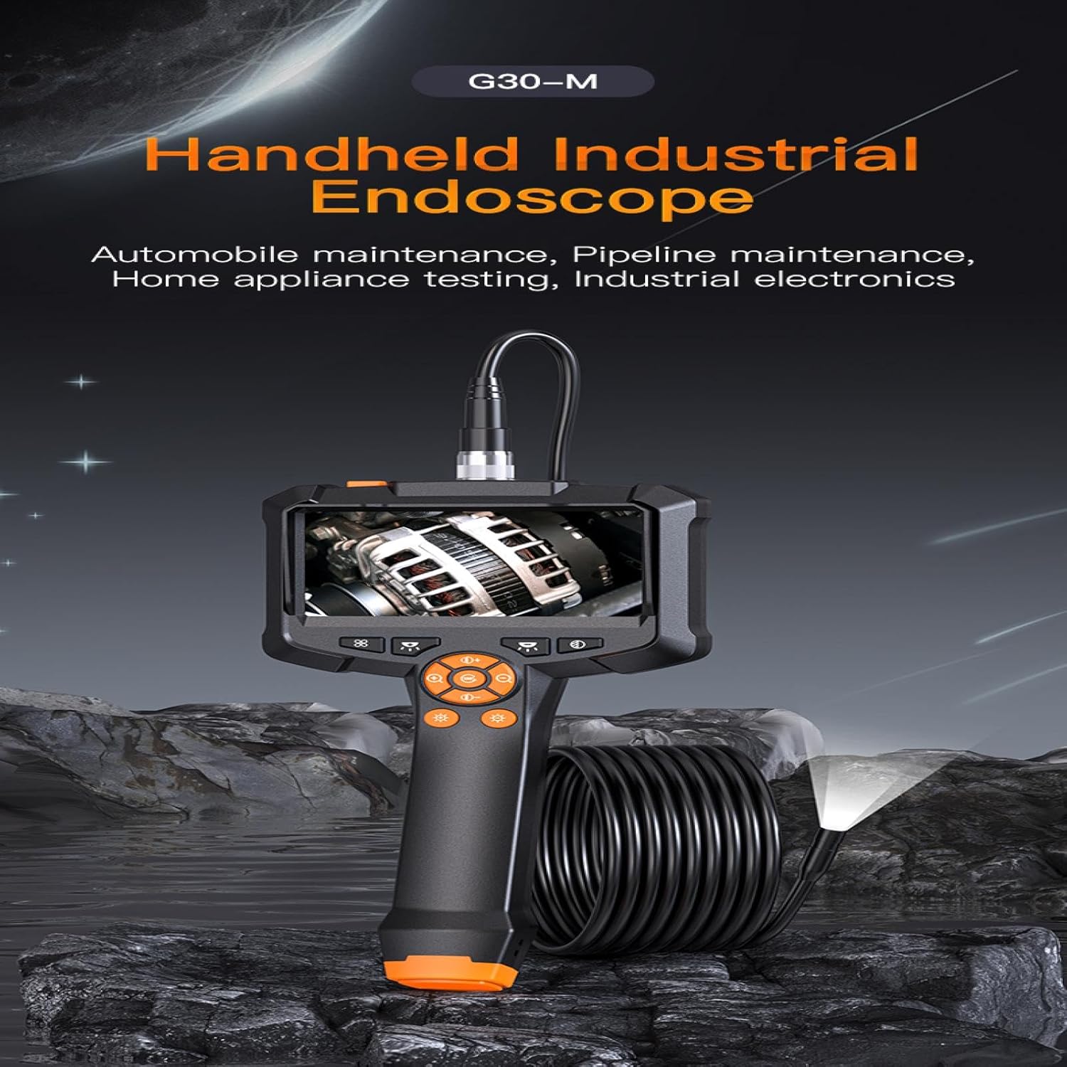 Dual Lens Endoscope Camera,4.3" Screen,1080p High-Definition Endoscope with 8 Adjustable Lights with 3.3FT Semi-Rigid Cable, Ip67 Waterproof Endoscope, and Cool Small Tool for Men