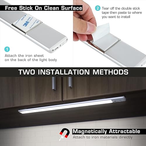 Miniatura 6 de EverBrite Regulador de intensidad de 70 luces LED para debajo del gabinete, control de onda manual y sensor de movimiento, iluminación magnética