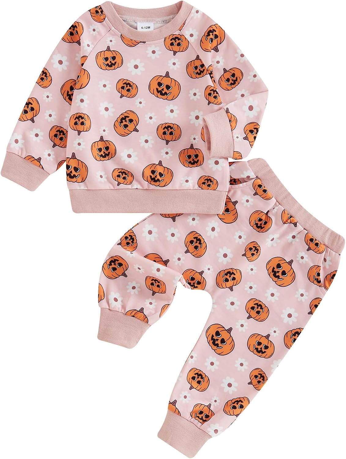 Toddler Baby Girl Halloween Outfit Long Sleeve Cute Print Sweatshirt Shirt Tops + Pants Fall Winter Clothes Set