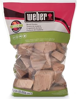Weber Apple Wood Chunks 4 lb - Premium BBQ Smoking Wood for Subtle Sweet Flavor on Beef, Pork, Poultry & More