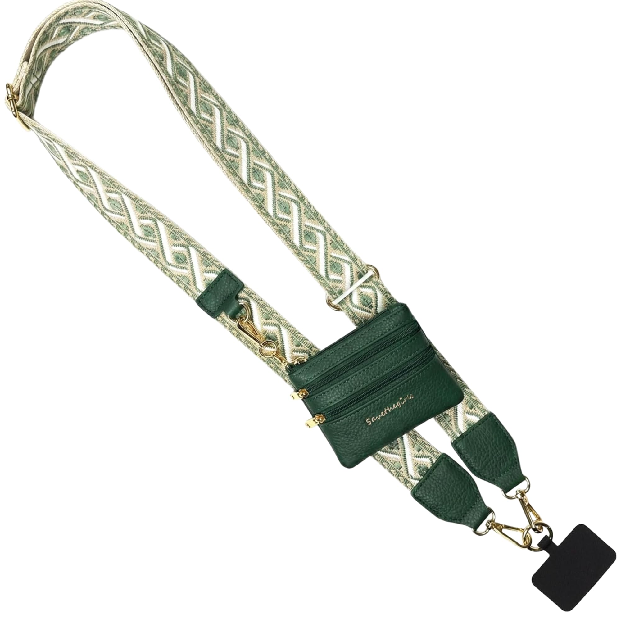Save the Girls Clip & Go Phone Strap with RFID Wallet Pouch, Fern Green | Crossbody Cell Phone Strap with RFID-Blocking Zippered Wallet Pouch.