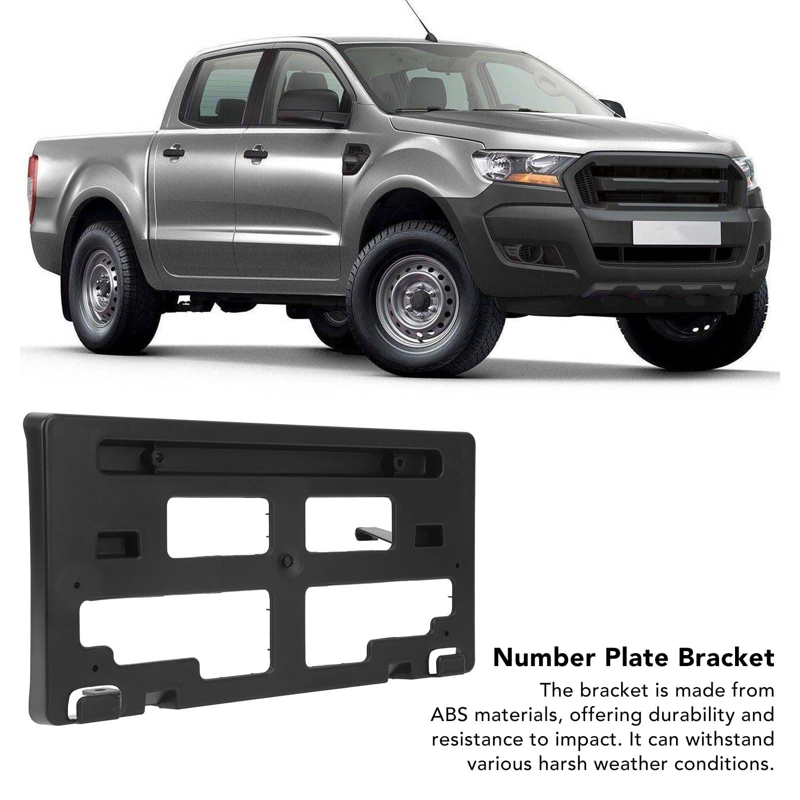 Front License Plate Bracket For Ford Ranger 2019-2022 – No Drill Mount, ABS Plastic (Replaces KB3Z17A385A) - View #3