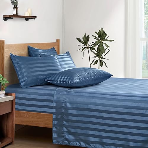 Miniatura 35 de P Pothuiny Sábanas de satén King (6 piezas, negro) – Juego de sábanas de satén sedoso de lujo tamaño King, juego de sábanas extra suaves, 1 sábana