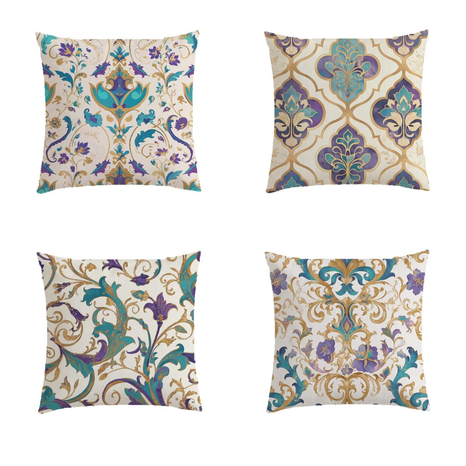 Housse de coussin salon de jardin 80x80cm turquoise lot de 4 pour rénover vos assises