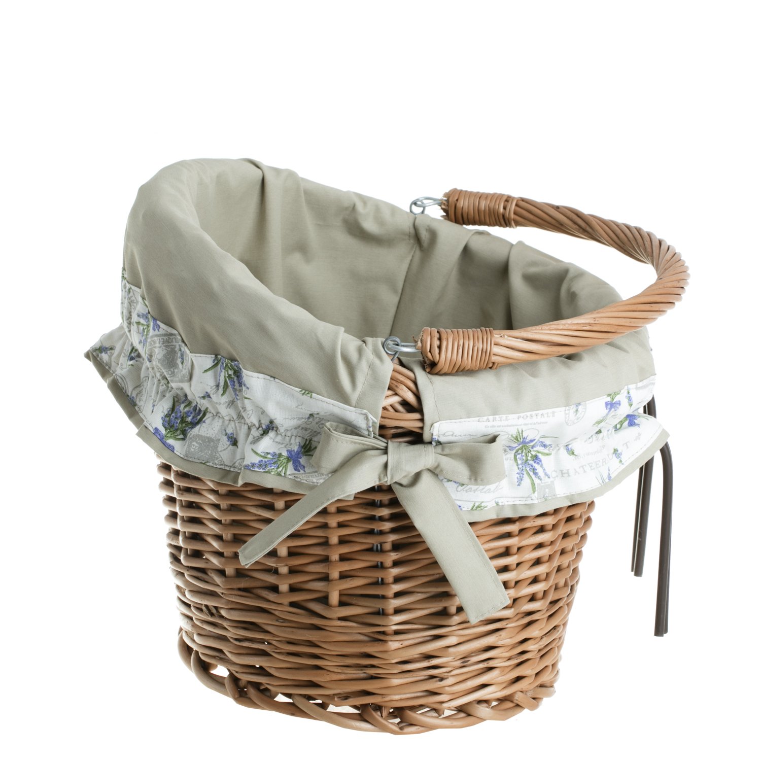 e-wicker24 Panier de Bicyclette en Osier, Panier de vélo en Osier avec poignée de Transport, Panier de vélo avec Doublure Amovible