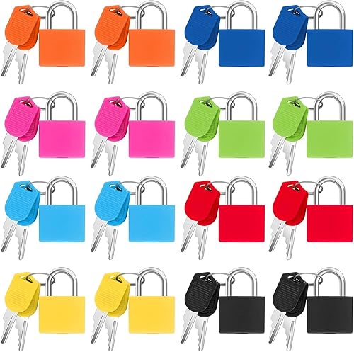 16 candados de maleta con llave, candados pequeños de metal para mochila, mini candado con llave multicolor, candado pequeño con llave, candado