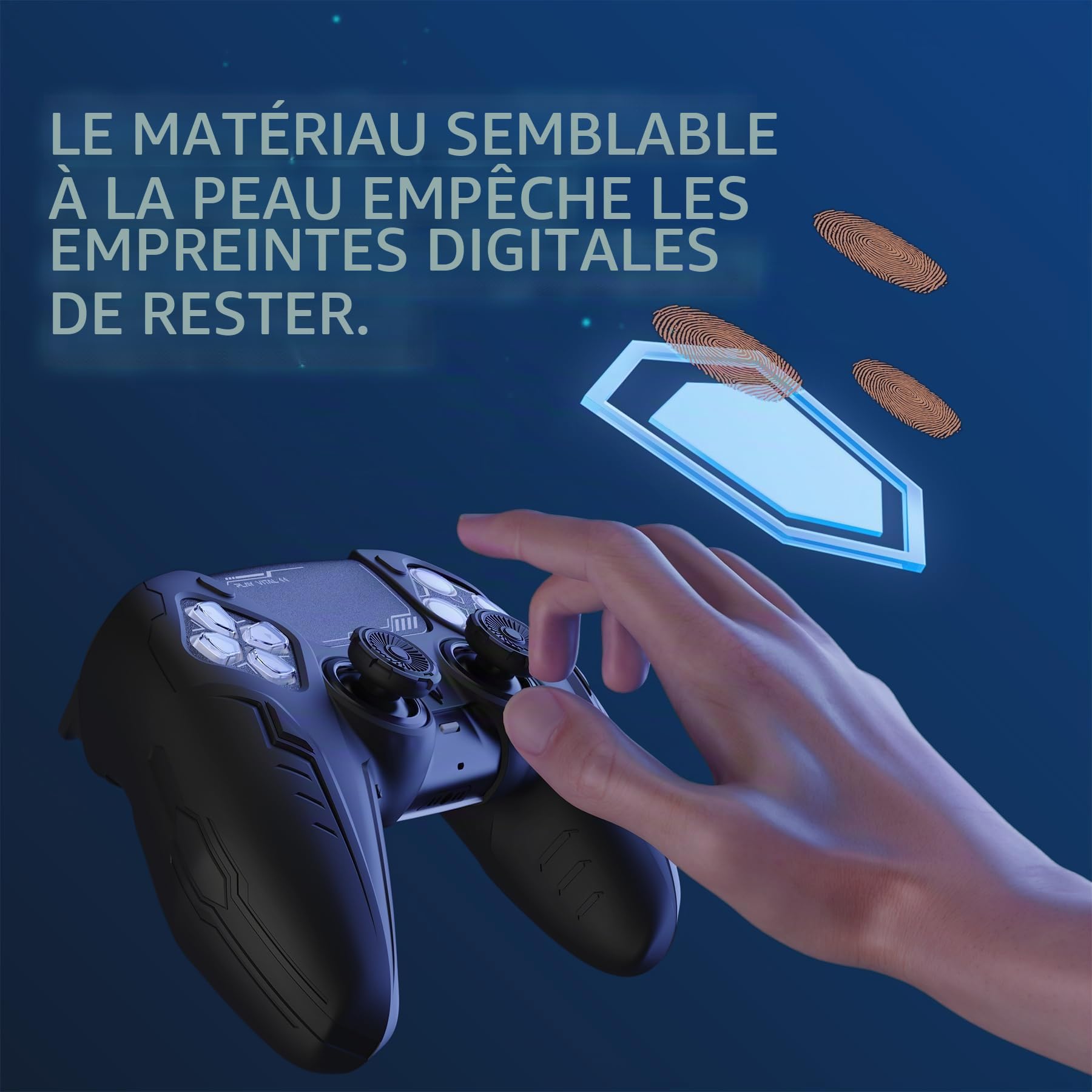 playvital pour ps5 Manette Coque Protection Accessoire avec Capuchon pour ps5 Controller Housse Silicone Cover Skin Compatible avec Station de Charge，Édition CyberMech 2 PCS-Noir