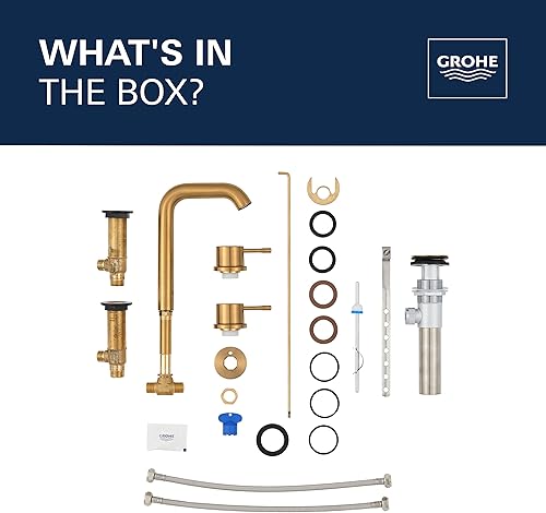 Miniatura 6 de GROHE 20297GNA Essence, grifo de baño de tamaño M de 2 manijas de 8 pulgadas, 1.2 GPM, amanecer fresco cepillado (oro cepillado)