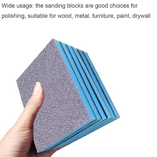 Miniatura 5 de Paquete de 12 esponjas de lijado de grano 60, bloques de lijado de grado grueso, lavables y reutilizables, kit de esponja de arena para ollas de