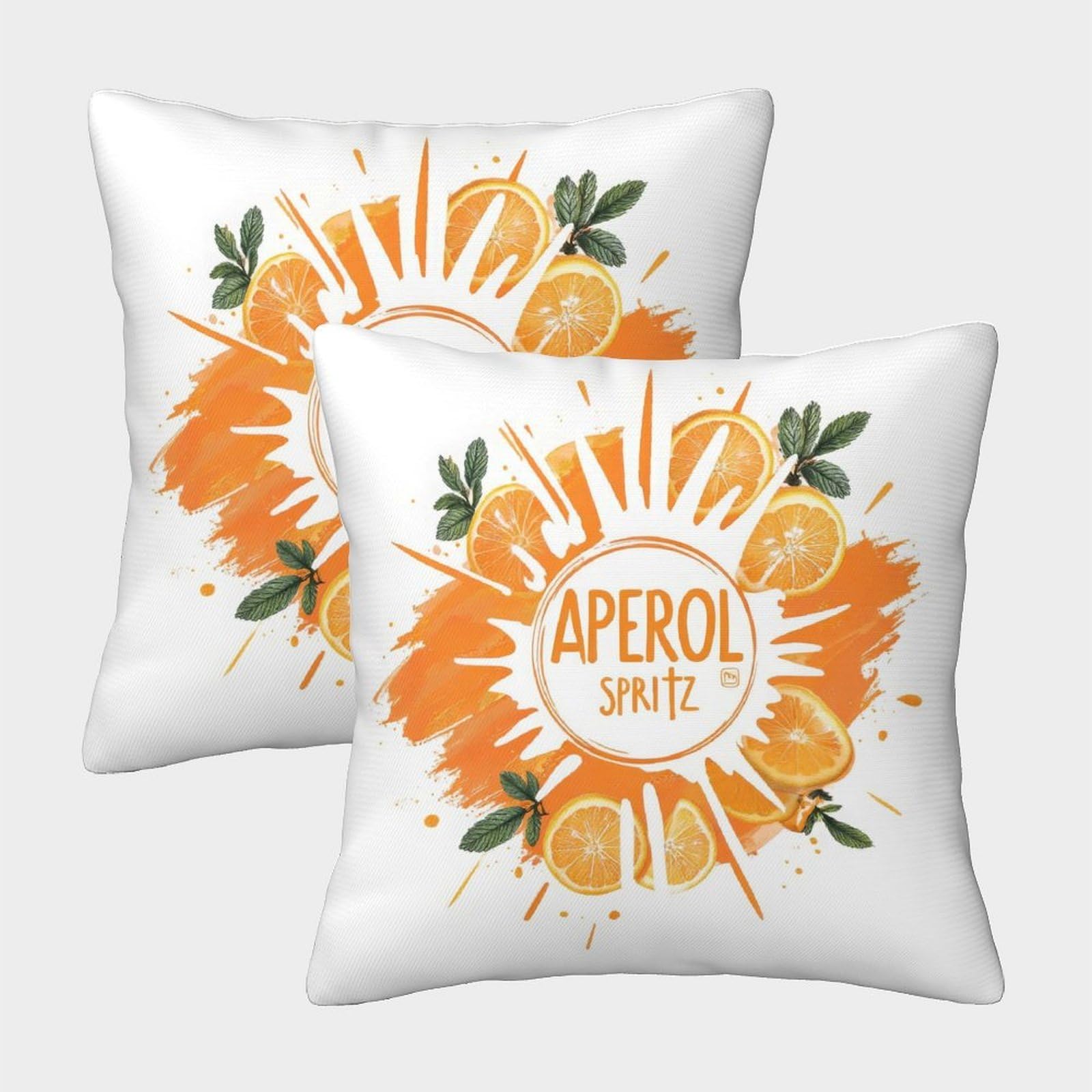 FELASBUID Aperol Spritz Drink—vibrant Citrus Design Style Pillow Covers 2 Pack Cozy Pillowcases Available All Seasons Cushion Covers Zippered Decorative for Couch Livingroom 50x50cm