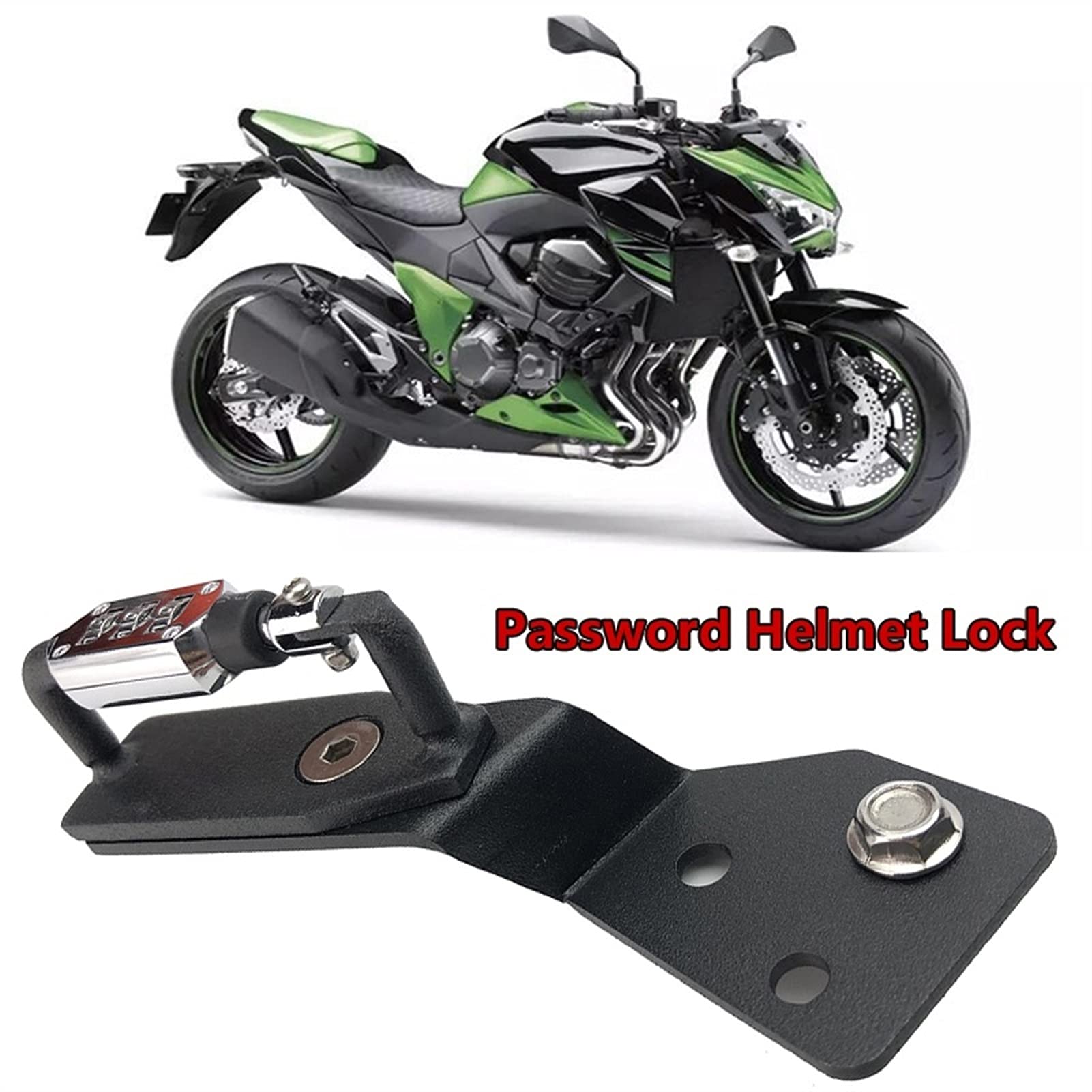 Für Kawasaki Z 800/ZR800 2013 2014 2015 2016 2017 2018 2019 Helmschloss Passwort Halterung Haken Schwarz Seite Diebstahlsicherung Z800