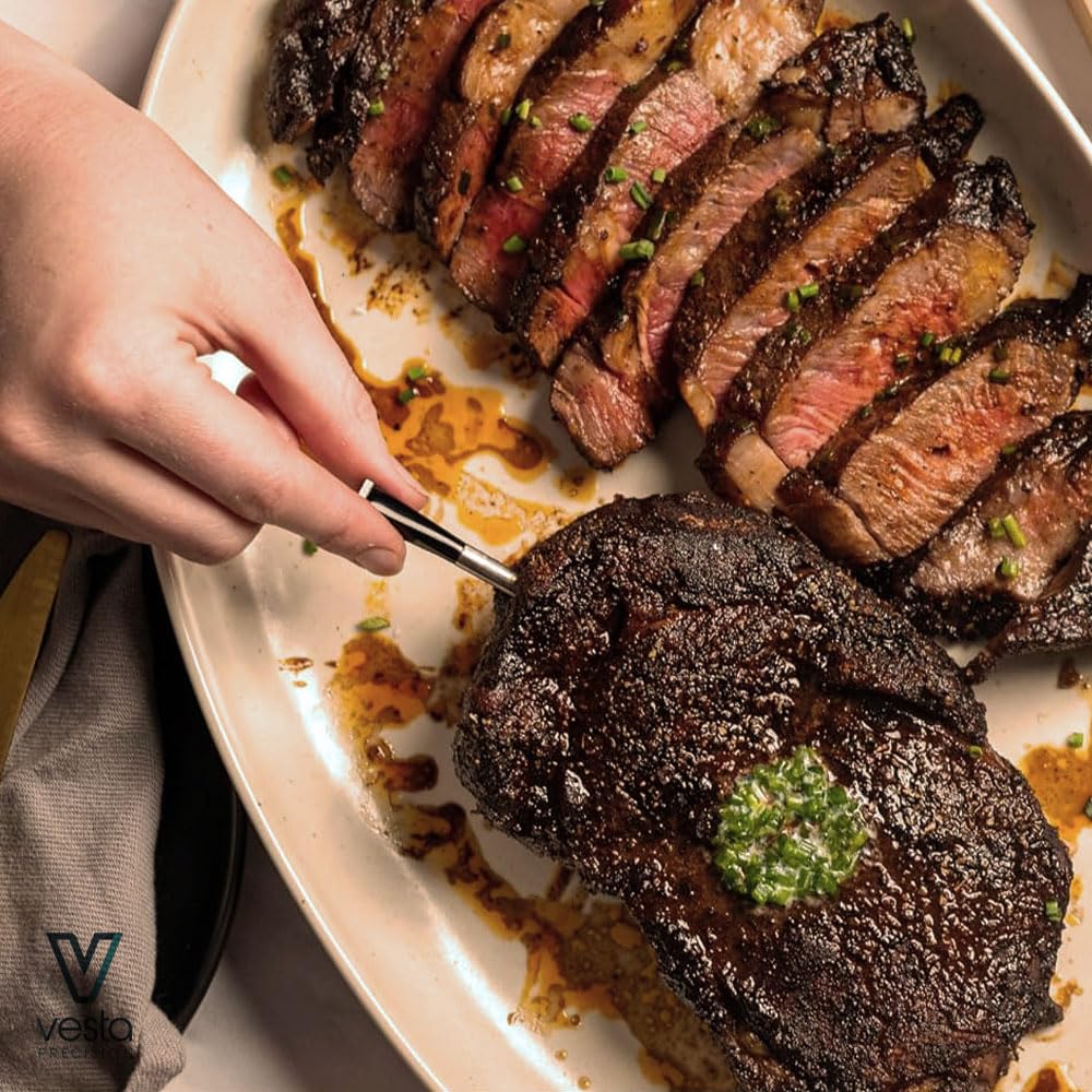 Vesta Precision Vestemp BP20 Termómetro de Carne Inalámbrico para Barbacoa | Sonda de Cocción Inteligente con Bluetooth y Wi-Fi, Pantalla LED, Apto para Lavavajillas, Batería de 72h, Triple Sensor