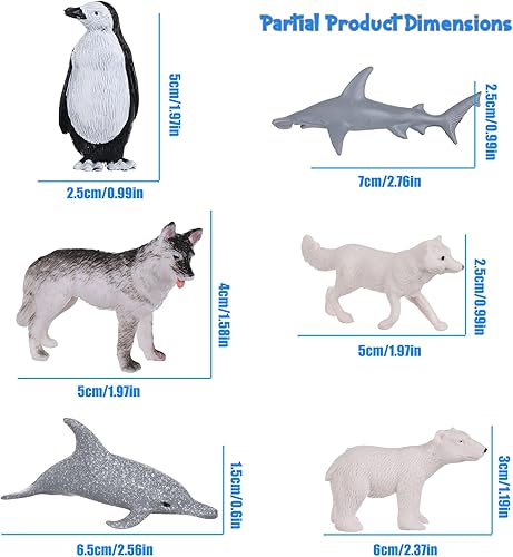 Miniatura 2 de Figuras de animales polares pequeños, 26 piezas realistas de pingüino polar con sello de oso polar, animales de invierno para cumpleaños educativos