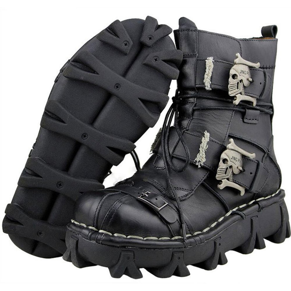 Amazon.com | Lorie & Knight Mens Black Genuine Leather  display picture 2