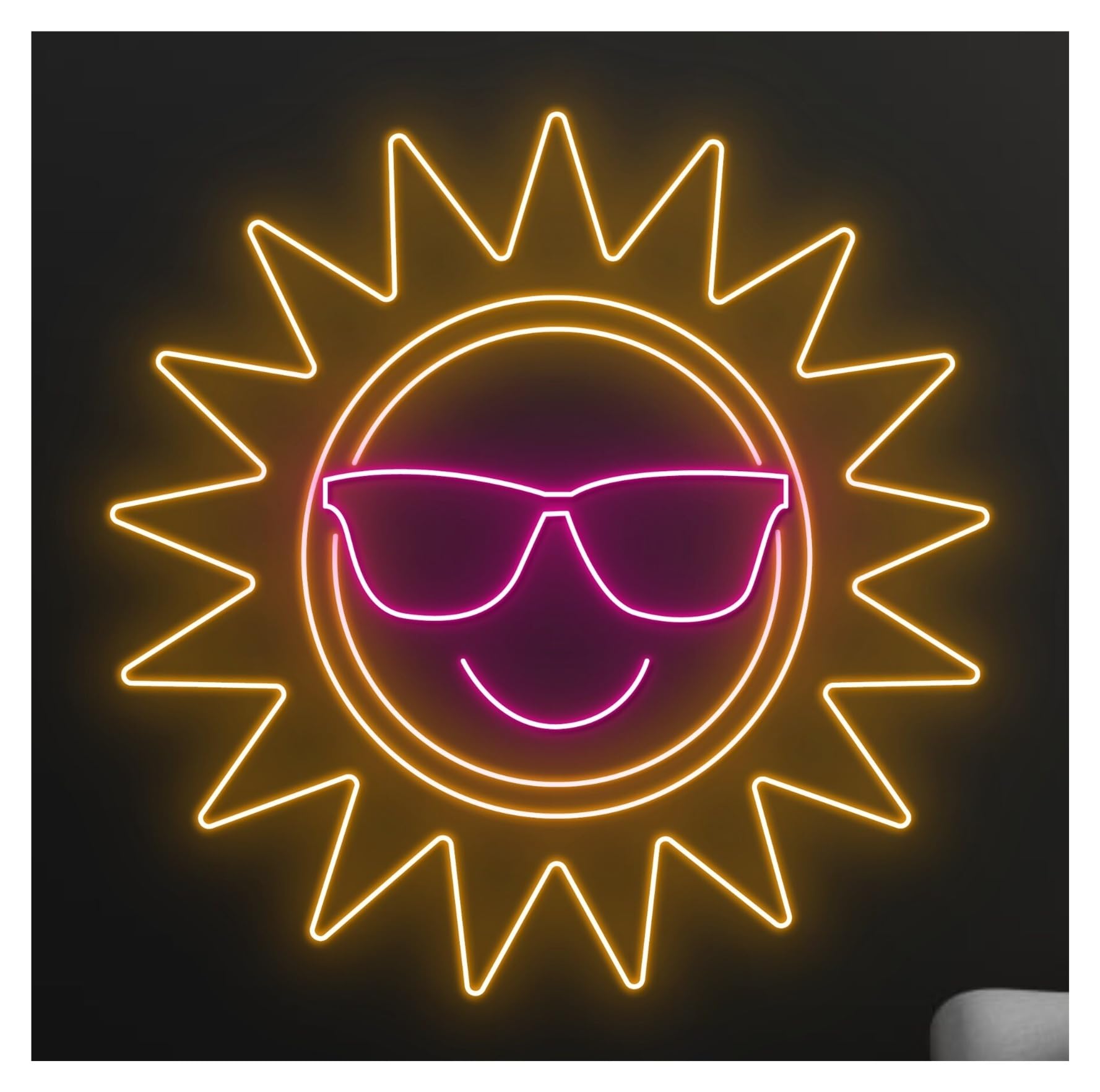 Hanging Art Neon Signs Sun In Glasses Neon Sign Summer Shining Holiday Light Storefront Window Display Business Entrance 50cm