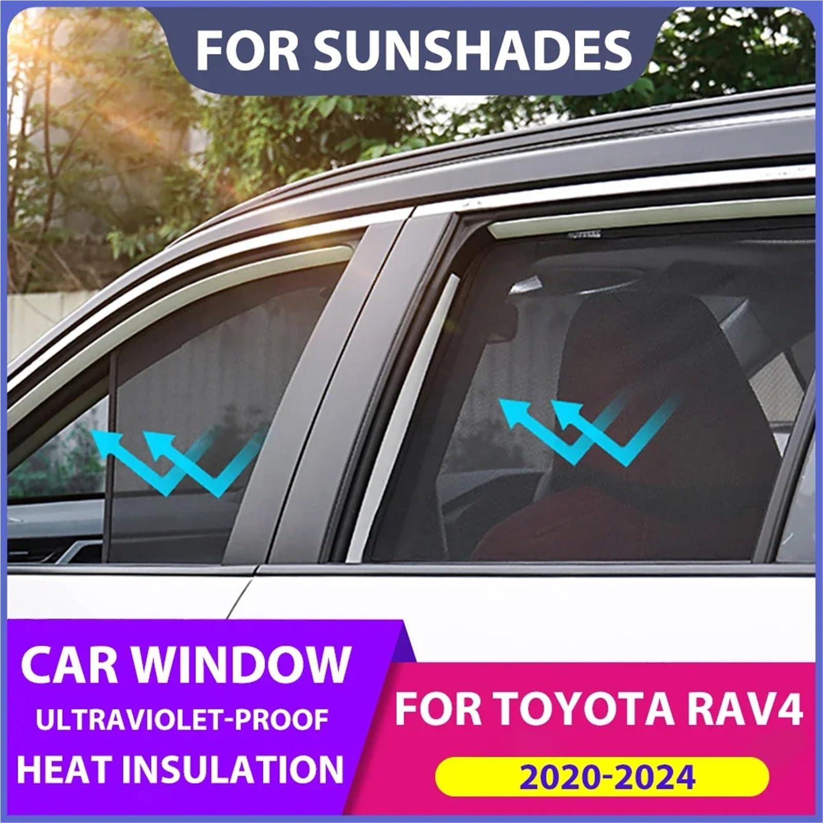 Pasuje do Toyota RAV4 XA50 2020-2024 Osłony okienne prywatności Pasują do magnetycznych osłon przeciwsłonecznych bocznych szyb samochodowych RAV4(3PCS REAR BACK)