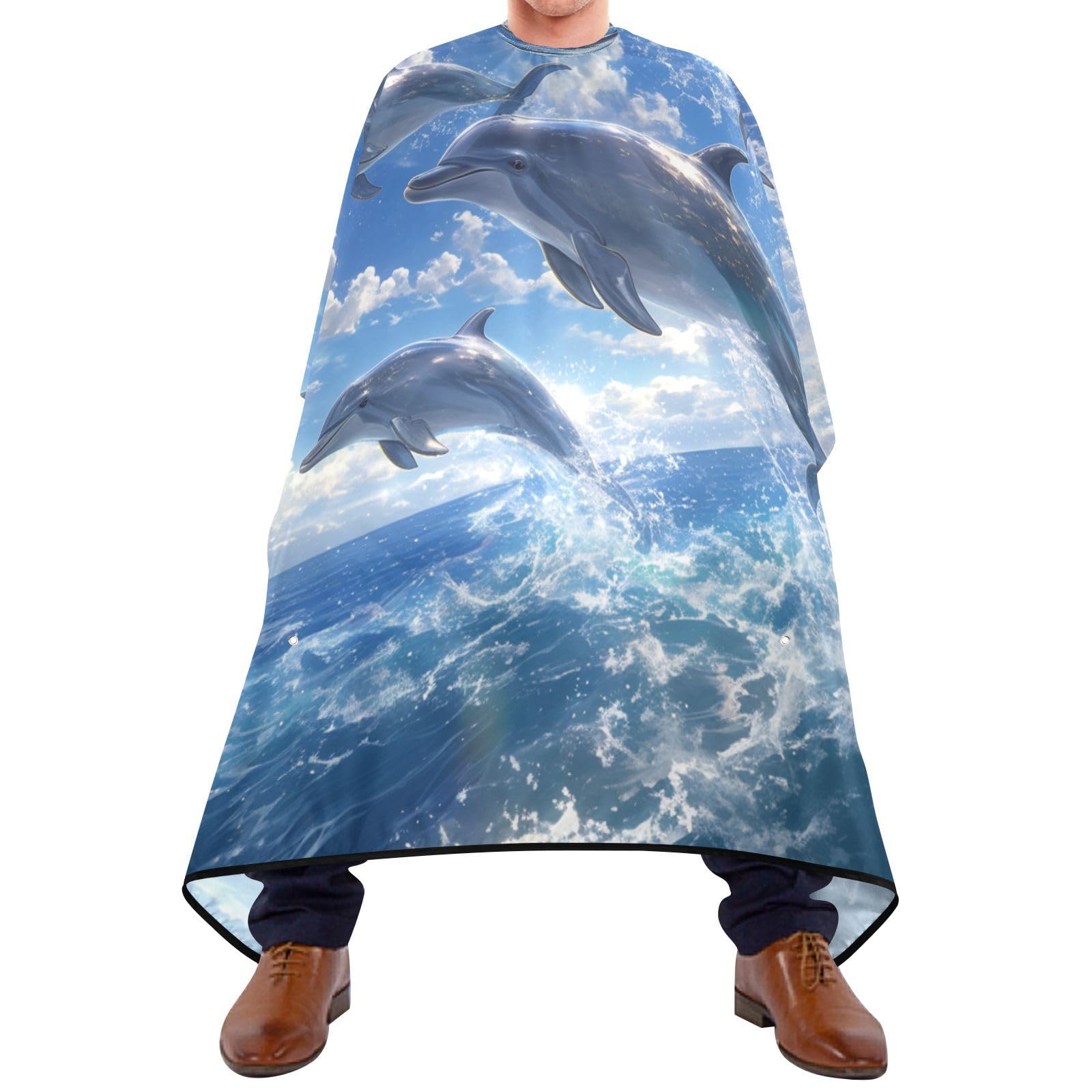 Kigai Dolphins Hair Cutting Cape for Men & Women Waterproof Barber Cape Professional Hairdressing Salon Styling Apron with Adjustable Closure Snap