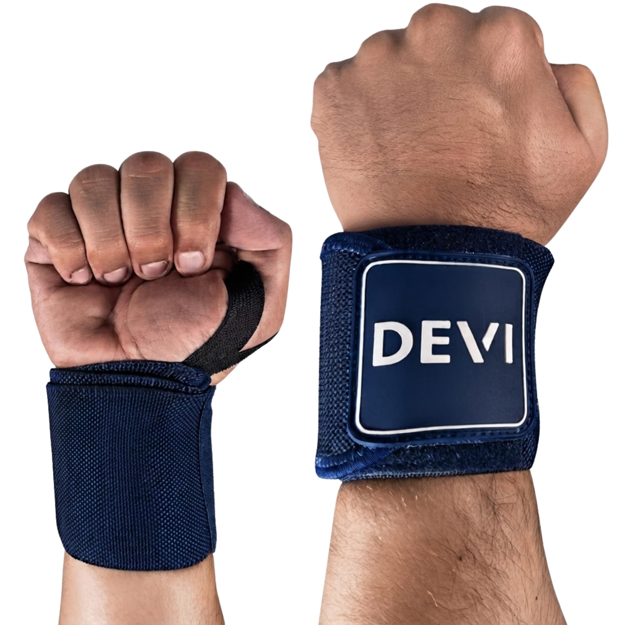 Wrist Wraps for Weightlifting 18" with Thumb Loop- Professional Quality, Best Wrist Support Wraps for Gym, Powerlifting Competition, Bodybuilding, Strength Training, Curls & Dips, Bench Press- Men and Women (Pair) DEVI (Blue)