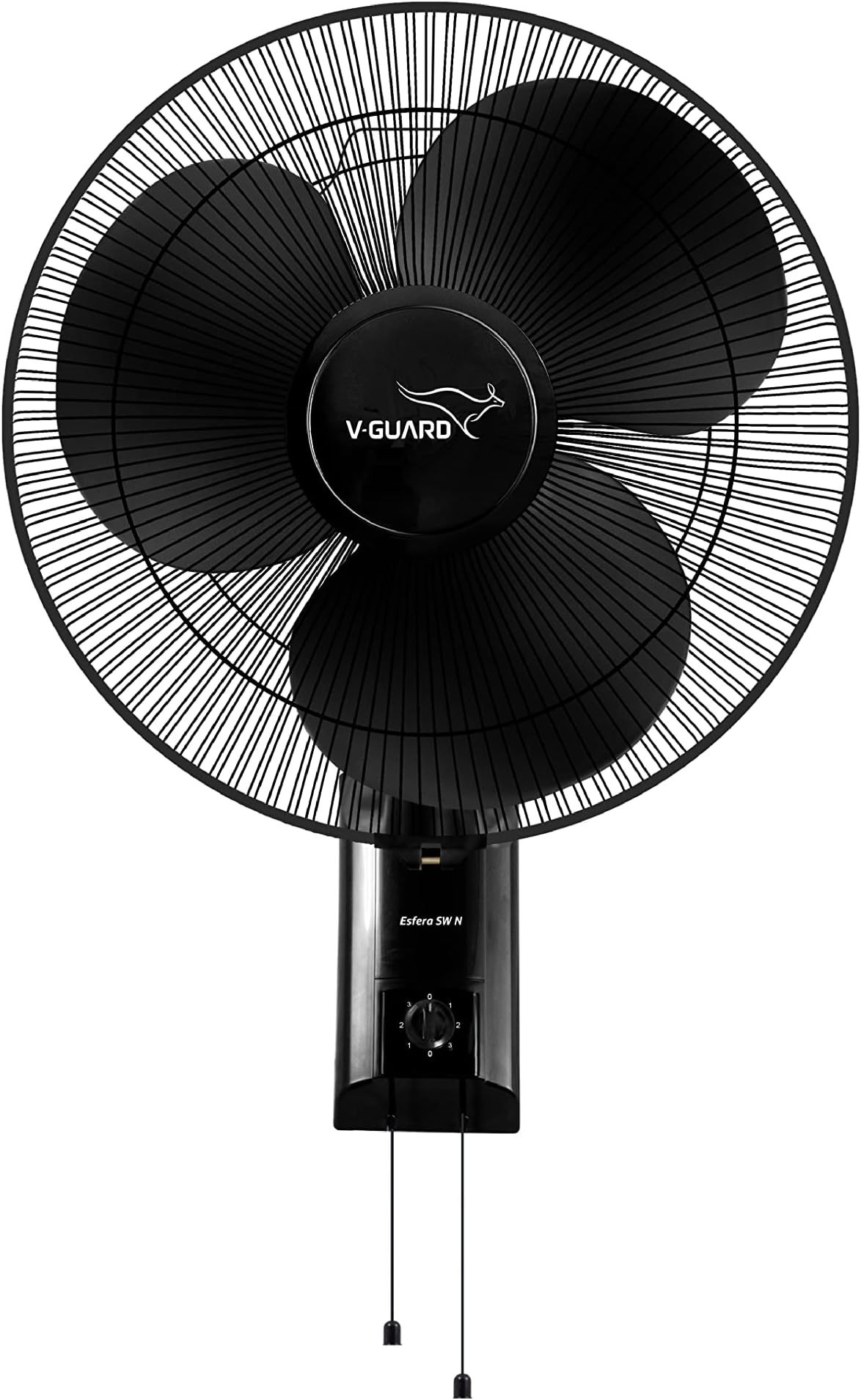 V-Guard Esfera SW N 400 mm Wall Fan | High-Speed 1350 RPM Motor | 3 Speed Settings | Aerodynamic 3 Blades | Adjustable Tilt & Oscillation | Copper Winding & ABS Body | Black