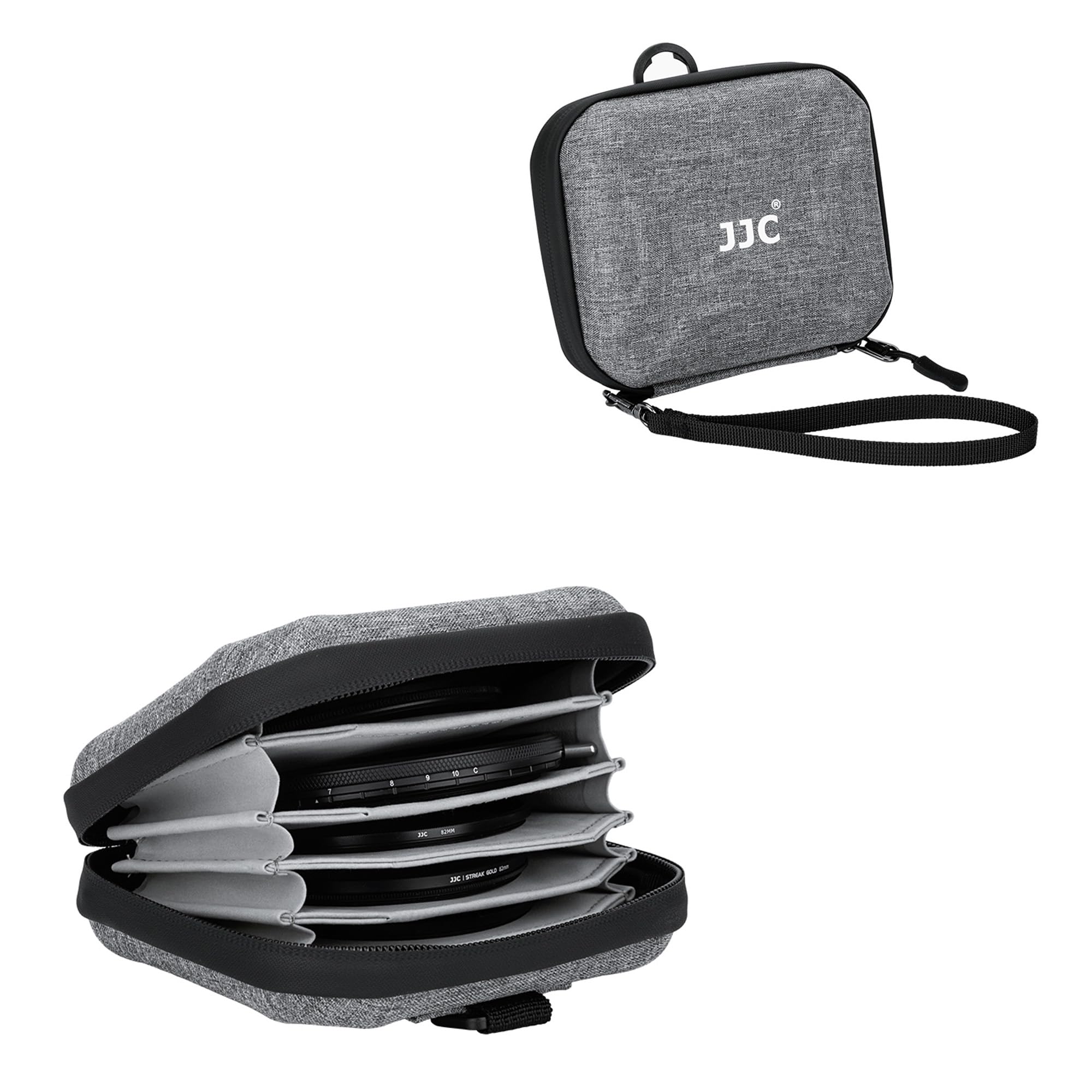 JJC Custodia Compatta per Filtro per Fotocamera Filtro Obiettivo, Custodia per 4 Filtri Fino a 95mm, Custodia per Filtro da Cintura, Design Impermeabile e Antipolvere