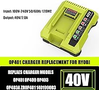 Vista 3 de OP401 40V Battery Charger Compatible with Ryobi 40 Volt OP4015 OP4026 OP4026A OP4030 OP40301 OP4040 OP4050 OP4050A Lithium-ion Battery