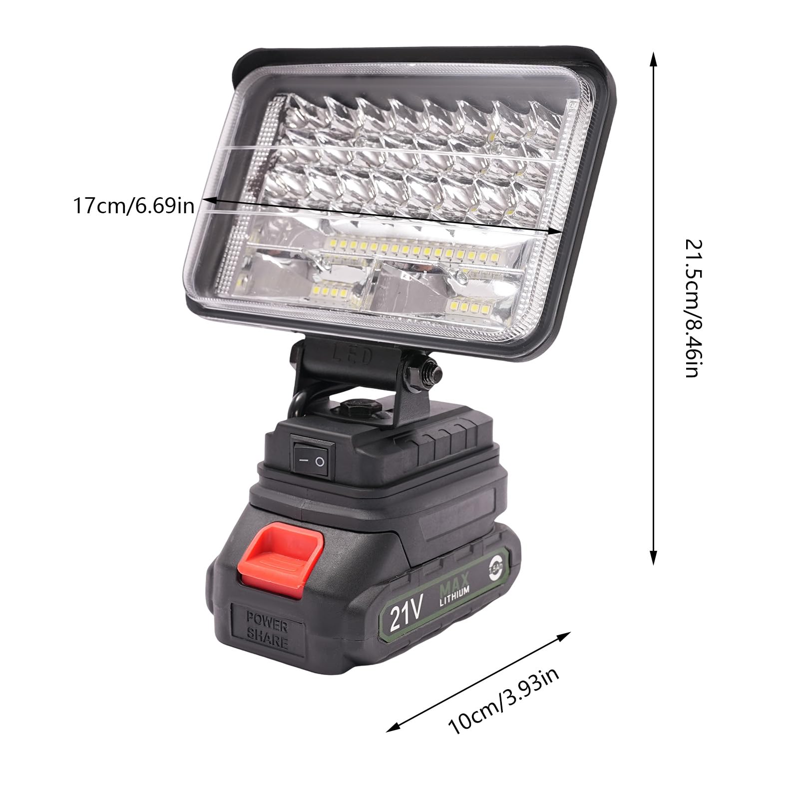 48W LED-Arbeitsleuchte,Multifunktionales Led Strahler Tragbare LED-Leuchte 48 Lampenkugeln Kabellose LED-Leuchte für Outdoor-Wanderungen, Hundespaziergänge, Camping (Schwarz)