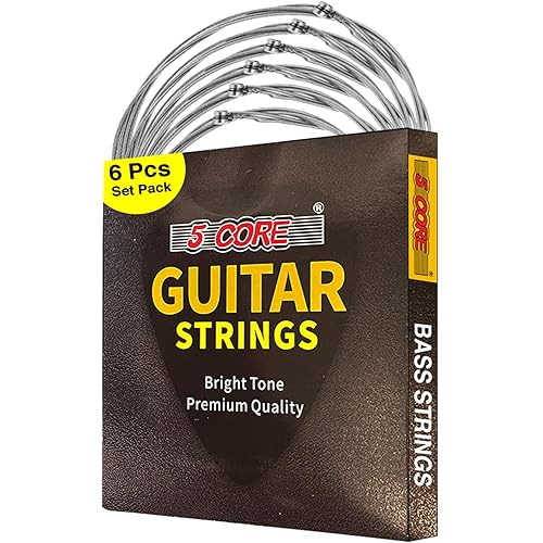 5 Core Bass Guitar Strings Brass Phosphor Bronze Extra Light Gauge (.032–.128) High Carbon Steel Core Bright & Powerful Tone 6 String Set for All Bass Guitars - GS EL BSS 6PCS