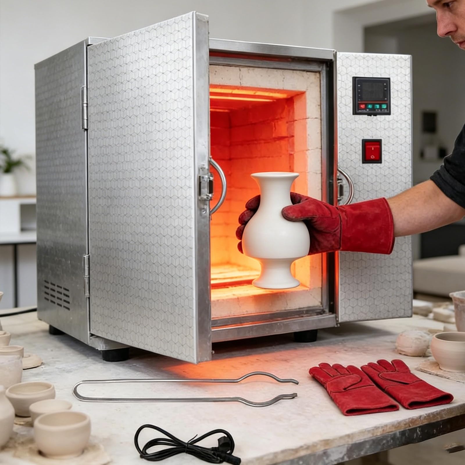 Horno eléctrico de Alta Temperatura para Quemado de cerámica 2026 (versión Mejorada), 1500 W, Compacto, Ideal para joyería, fundición Dental, sinterización de Arcilla metálica y Res 220V