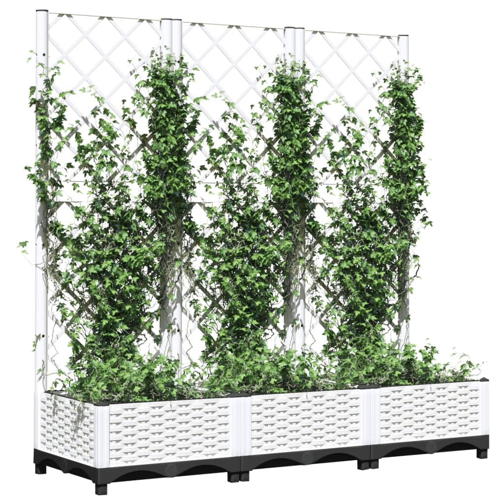 Générique Blumenkasten Rankgitter weiß 120 x 40 x 121,5 cm PP | Langlebiges Polypropylen, für Kletterpflanzen, Garten, Terrasse, Tomaten, Erbsen, Rosen