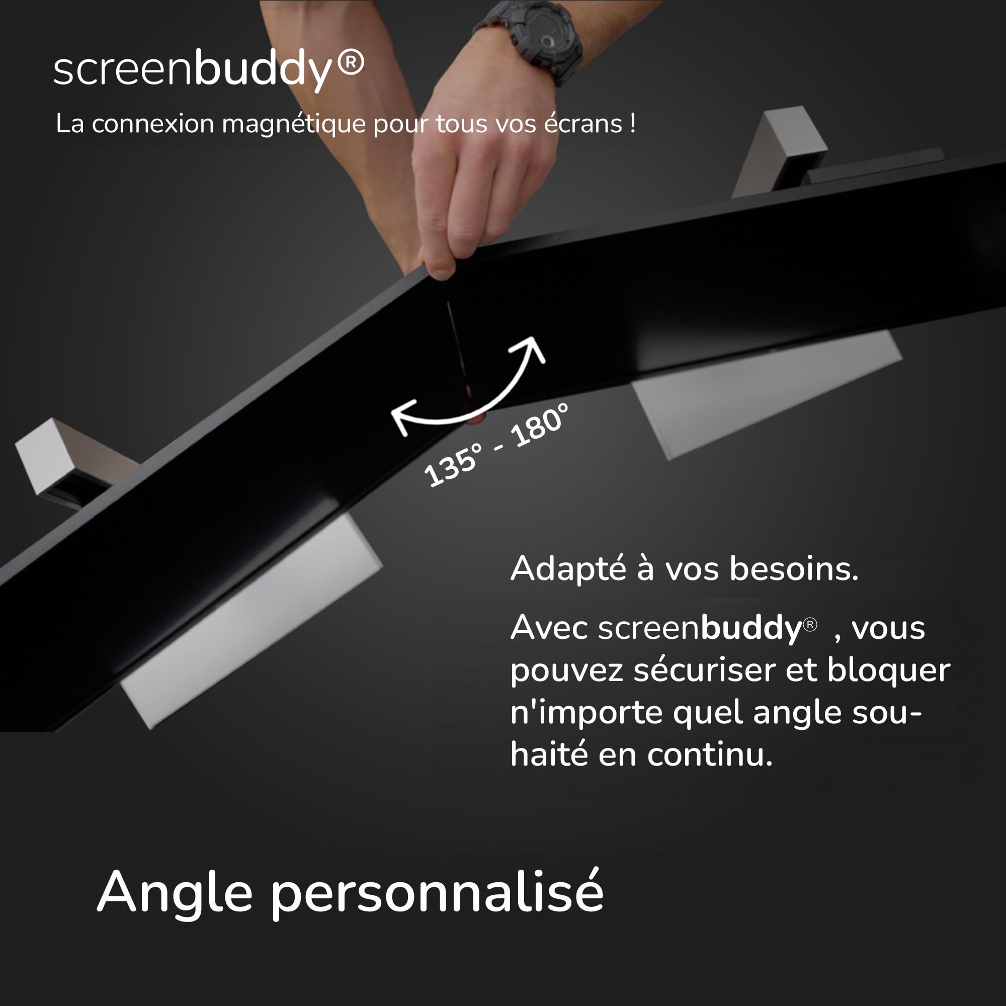 Set de 2 Connexion magnétique pour écrans avec Fonction Smart-Lock, Accessoires innovants pour Ordinateurs/Jeux, Made in Germany
