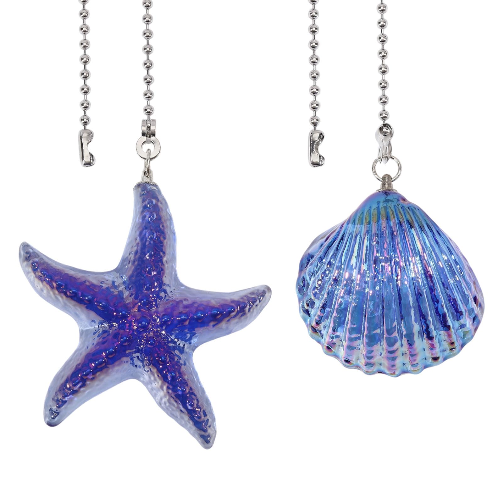 Ventilador de techo de cristal para salones modernos decorados con estilo marino de color azul