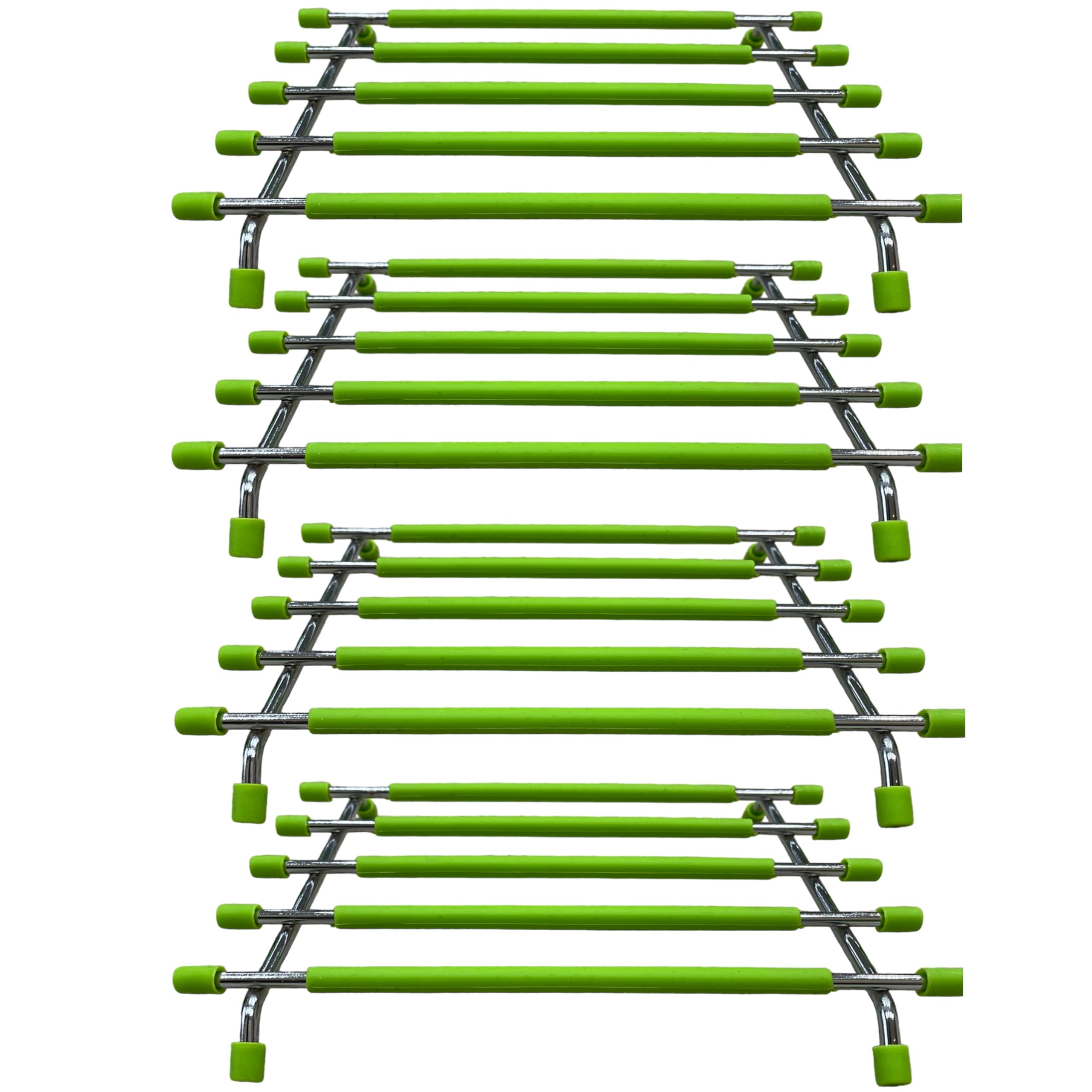 4All Kitchen Trivet Stand Heat Resistant Anti Slip Worktop Protector Stainless Steel Stand For Hot Pans (Green, Pack of 4)