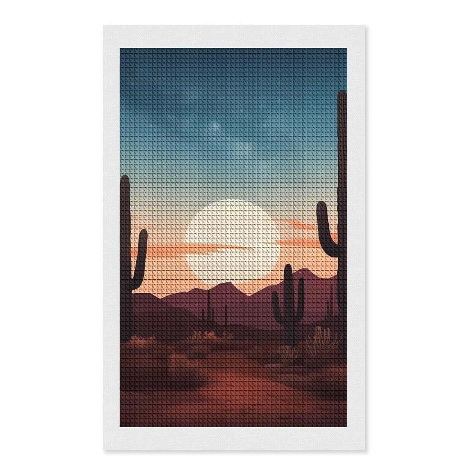 Desert with Cactus Diamond Art Kits for Adults, DIY 5D Diamonds Painting Kits for Beginner, Round Full Drill Diamond Dots Painting, 12"x20" Diamonds Pictures Gem Art and Crafts Wall Decor