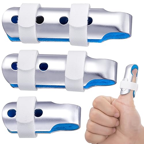 ANCIRS Soporte de férula de metal de 3 tamaños, estabilizador de dedo pequeño y mediano y grande para índice roto, enderezar la artritis del dedo