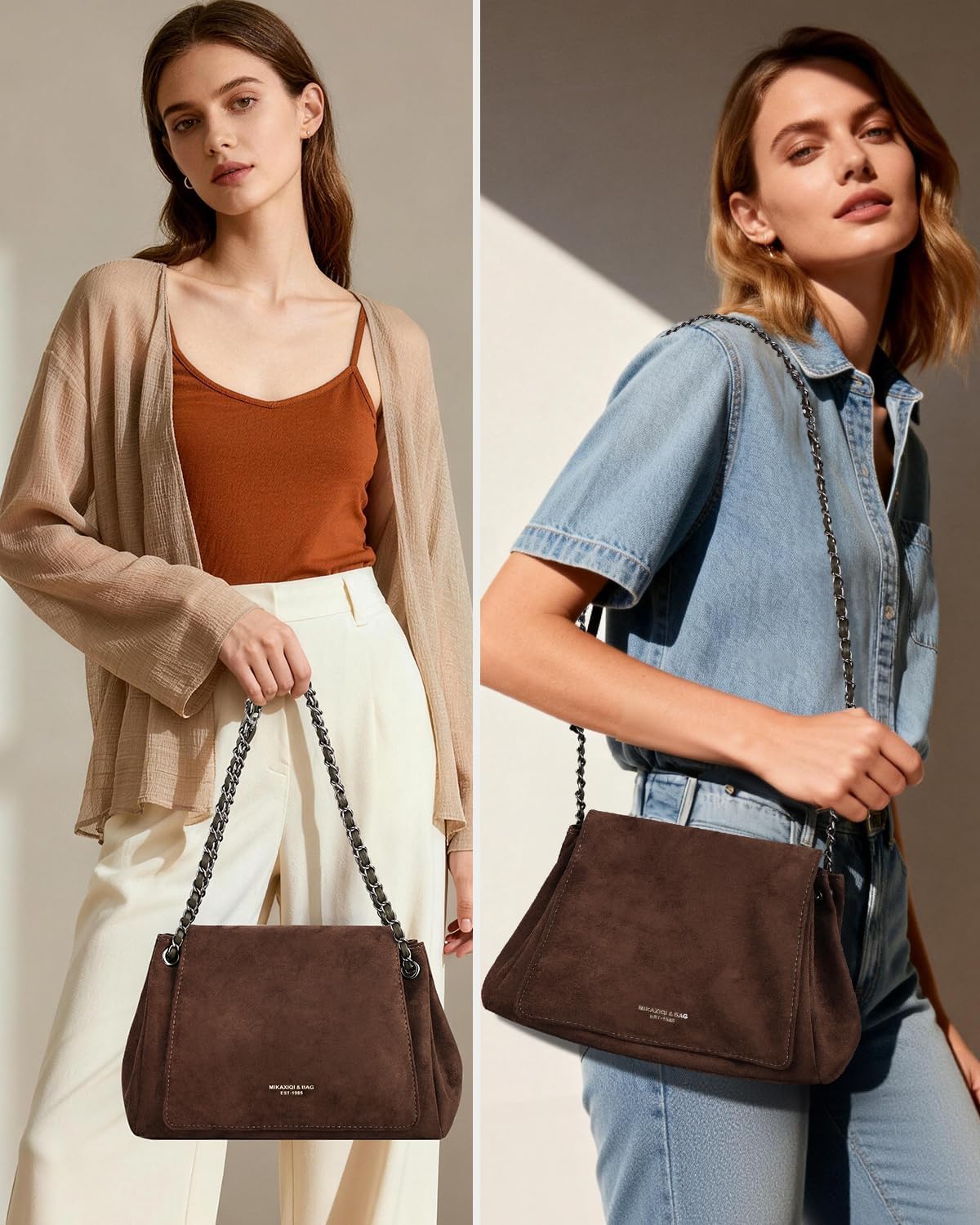 Slouchy Suede Shoulder Bag for Women, Trendy Soft Faux Suede Ruched Designer Crossbody Handbag Underarm Purses | Soft Suede Leather, unique strap, Ruched design, 3 carrying ways, Spacious capacity