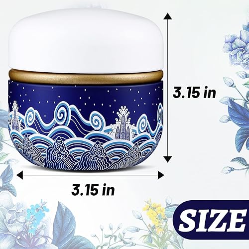 Vista 2 de Estuche de polvo corporal con recipiente de polvo para polvo, recipiente de té para bebé y adulto, caja de té en polvo de talco (mar azul)